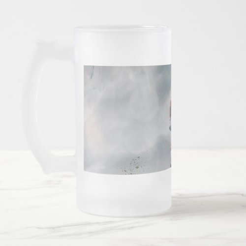 Motocross rider frosted glass beer mug