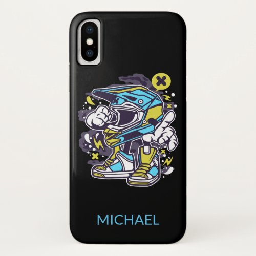 Motocross Rider Helmet Personalised Name  Sport iPhone XS Case