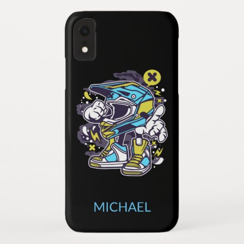 Motocross Rider Helmet Personalised Name  Sport iPhone XR Case