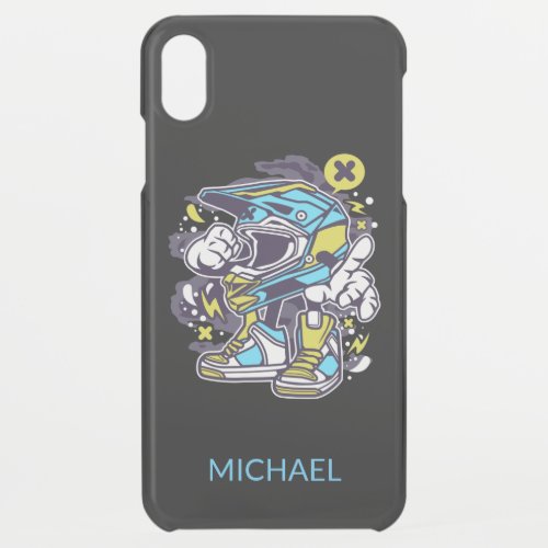 Motocross Rider Helmet Personalised Name  Sport iPhone XS Max Case