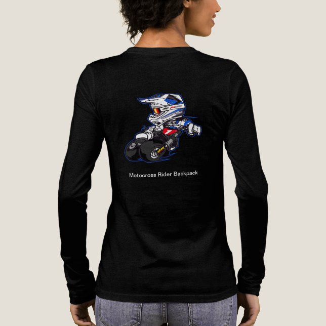 Motocross Rider Illustrated Backpack Tri-Blend Shirt (Back)