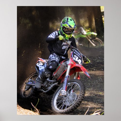Motocross rider in a turn poster