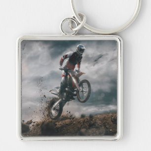 Motocross rider keychain