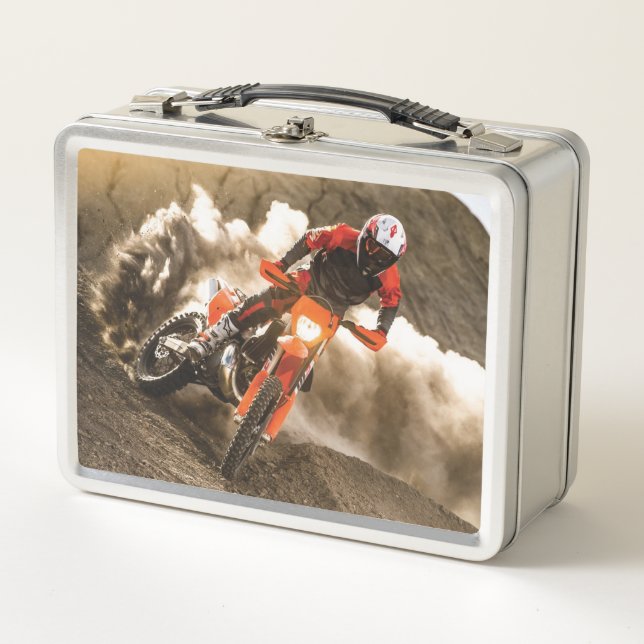 Motocross Rider Metal Lunch Box (Front)