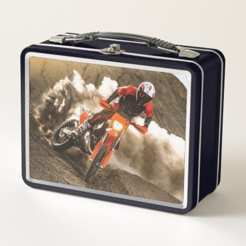 Motocross Rider Metal Lunch Box