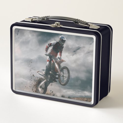 Motocross Rider Metal Lunch Box