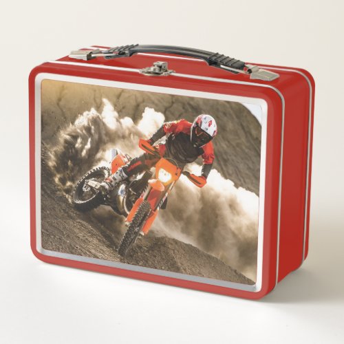 Motocross Rider Metal Lunch Box