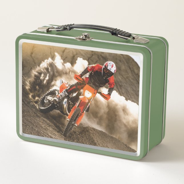 Motocross Rider Metal Lunch Box (Front)