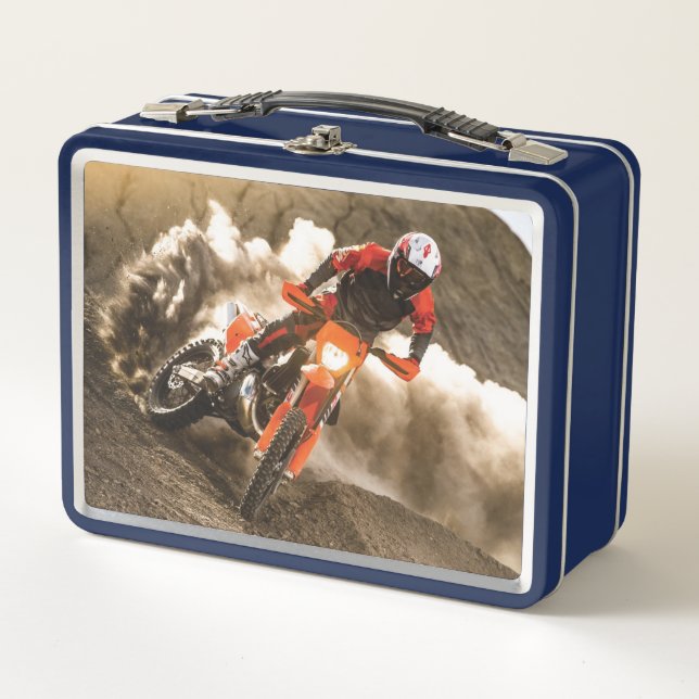 Motocross Rider Metal Lunch Box (Front)
