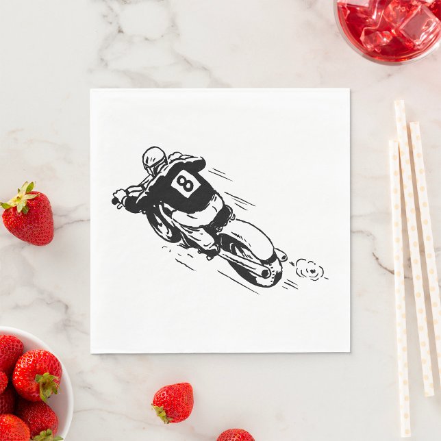Motocross Rider Number 8 Retro Dirt Bike Napkins (Creator Uploaded)