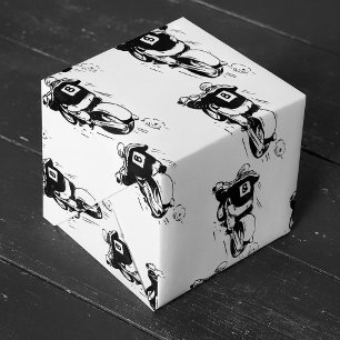 Motocross Rider Number 8 Retro Dirt Bike Wrapping Paper