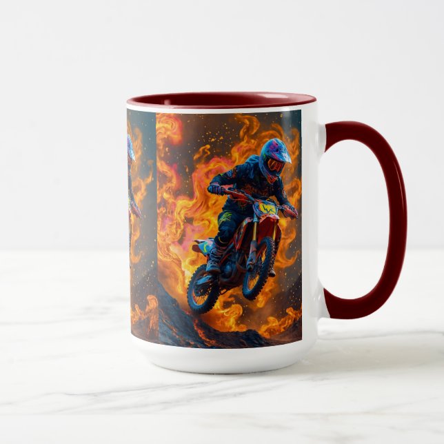 Motocross Rider on a Volcano Mug (Right)