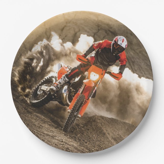 Motocross Rider Paper Plates (Front)