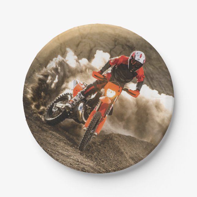 Motocross Rider Paper Plates (Front)