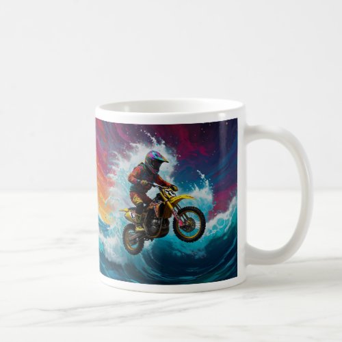 Motocross Rider Racing the Waves Coffee Mug