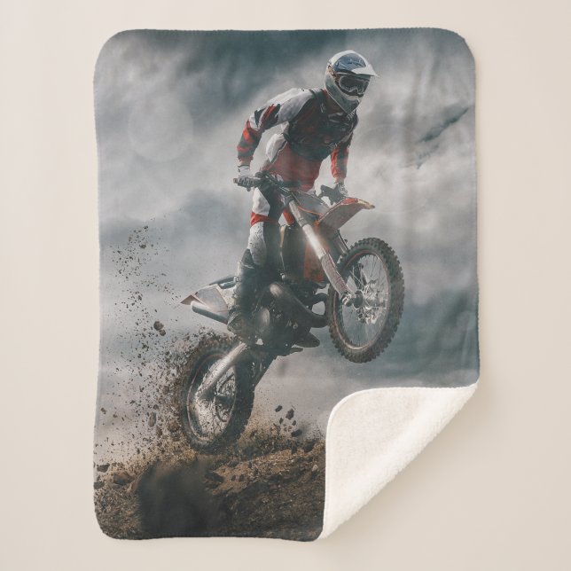 Motocross rider sherpa blanket (Front)