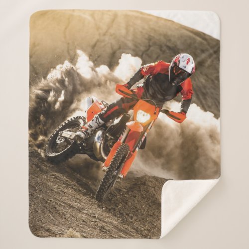 Motocross Rider Sherpa Blanket