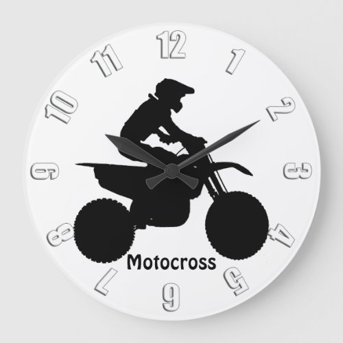 Motocross Rider Silhouette Large Clock
