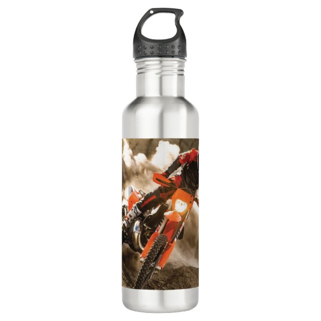 Motocross Rider Stainless Steel Water Bottle (Front)