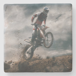 Motocross rider stone coaster