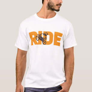 Motocross Rider Stunt - 'RIDE' Text Extreme Sport T-Shirt