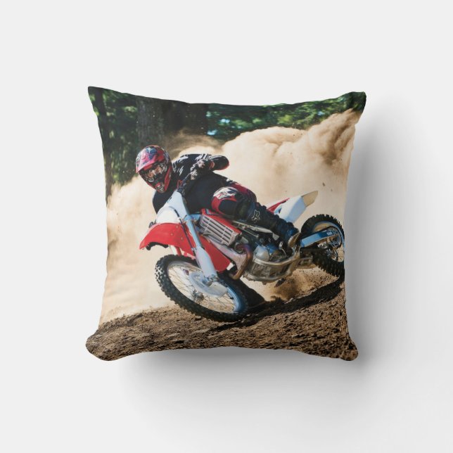Motocross rider throw pillow (Front)