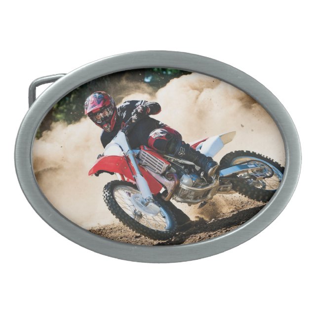 Motocross rider throw pillow belt buckle (Front)