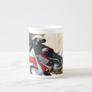Motocross rider throw pillow bone china mug