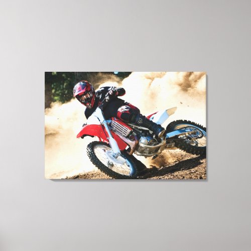 Motocross rider throw pillow canvas print