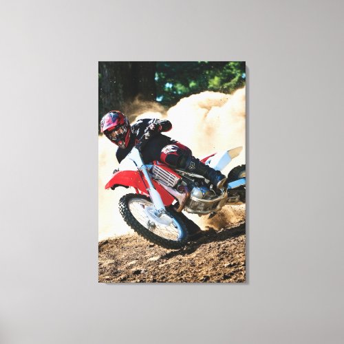 Motocross rider throw pillow canvas print