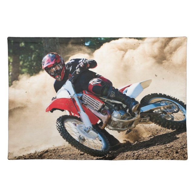 Motocross rider throw pillow cloth placemat (Front)