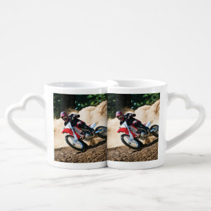 Motocross rider throw pillow coffee mug set