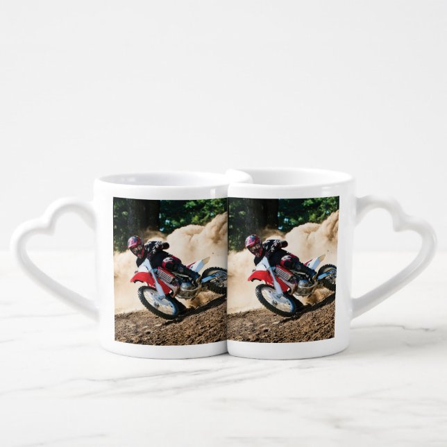 Motocross rider throw pillow coffee mug set (Front Nesting)