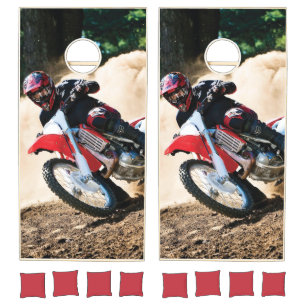 Motocross rider throw pillow cornhole set