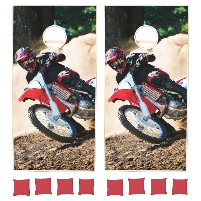 Motocross rider throw pillow cornhole set (Set)
