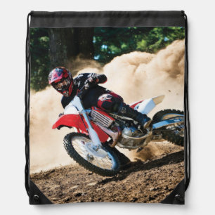 Motocross rider throw pillow drawstring bag