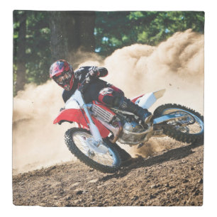 Motocross rider throw pillow duvet cover