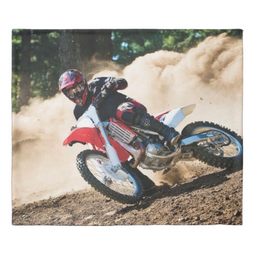 Motocross rider throw pillow duvet cover