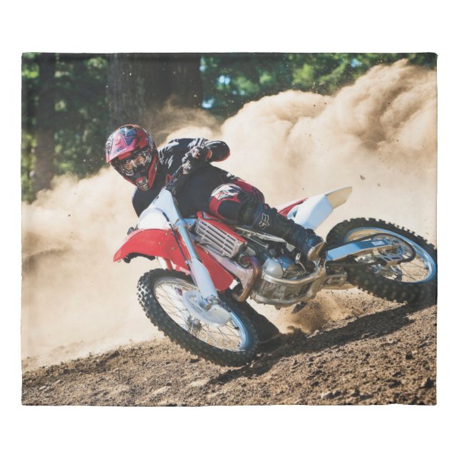 Motocross rider throw pillow duvet cover (Front)