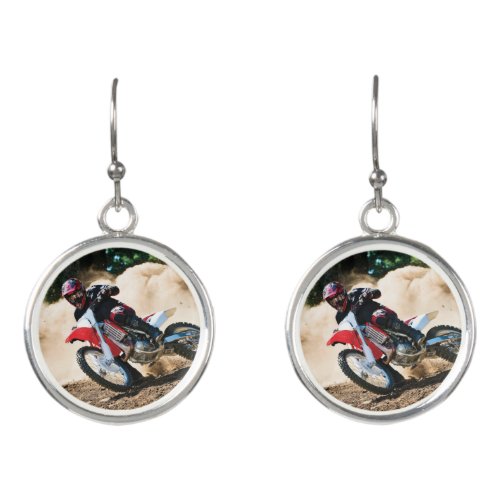 Motocross rider throw pillow earrings