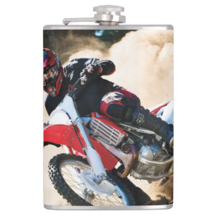 Motocross rider throw pillow flask