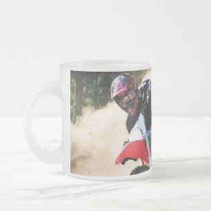 Motocross rider throw pillow frosted glass coffee mug