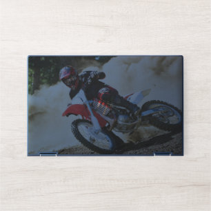 Motocross rider throw pillow HP laptop skin