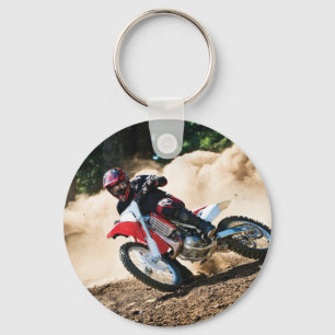 Motocross rider throw pillow keychain