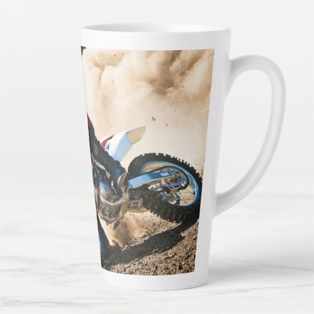 Motocross rider throw pillow latte mug (Right)
