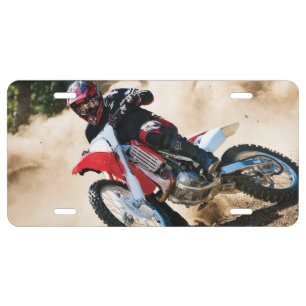 Motocross rider throw pillow license plate