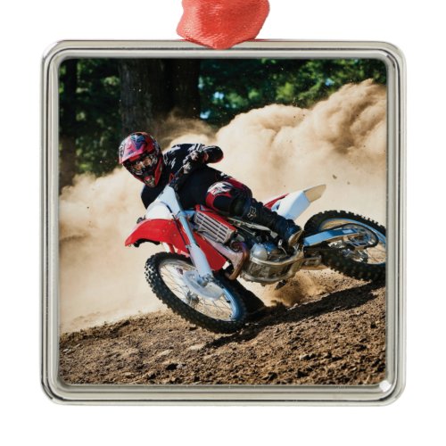 Motocross rider throw pillow metal ornament