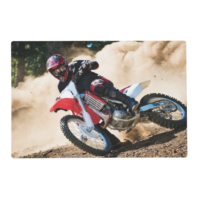 Motocross rider throw pillow placemat (Front)