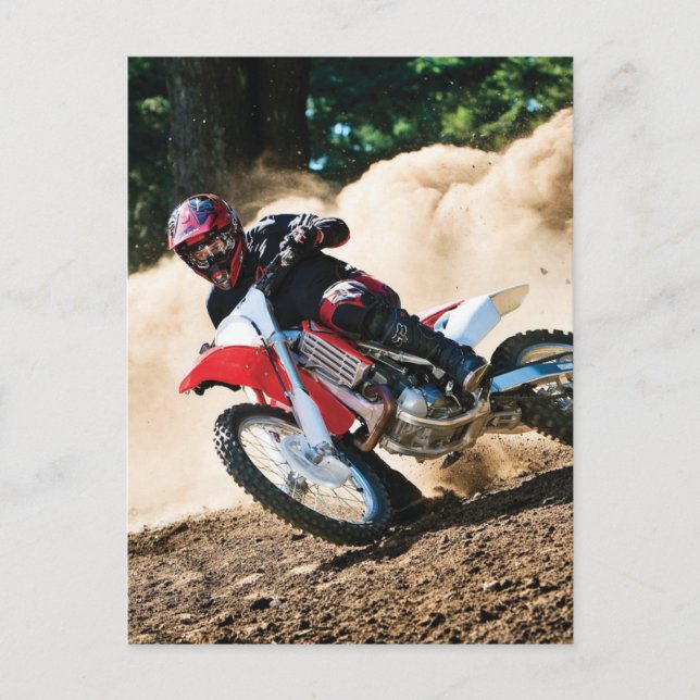 Motocross rider throw pillow postcard (Front)