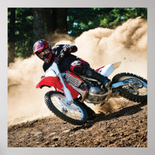 Motocross rider throw pillow poster